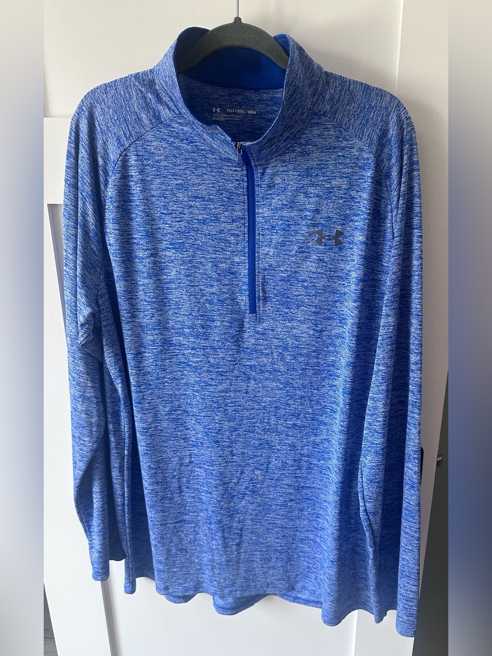 Under Armour Mens Tech 2.0 Zip Long Sleeve 1/4 zip Heather Blue 2XLT